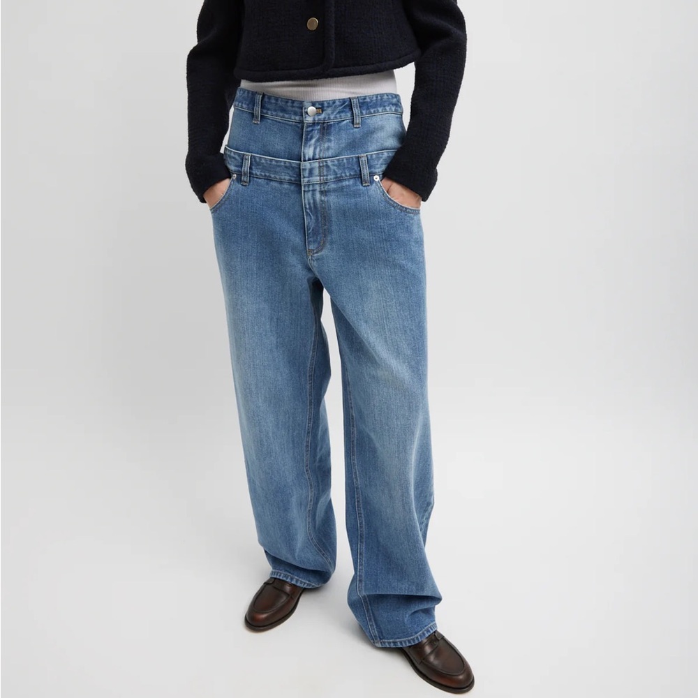 Tibi Denim Blue double waist carpenter Jeans